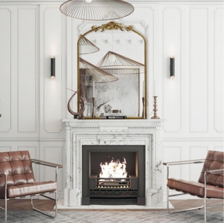 G-LEAF Spiegel Wandspiegel/Ganzkörperspiegel im Barockstil, mit Perlenverzierung (1-St), mit verschlungenen Mustern, 90×60cm, Vintage-Gold