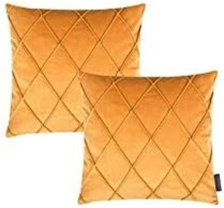MAGMA Kissenhüllen NOBLESS samtig weich kuschelig einfarbig Rautenmuster - ca. 50x50 cm - 2er Set gold