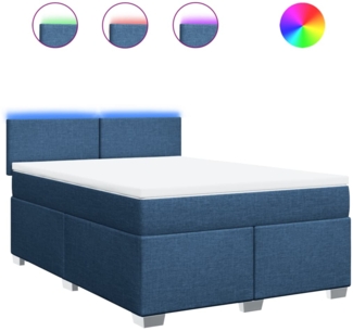 vidaXL Boxspringbett mit Matratze Blau 140x190 cm Stoff 3288182