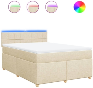 vidaXL Boxspringbett mit Matratze Creme 140x200 cm Stoff 3289008