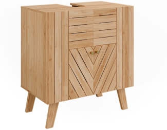 Waschbeckenunterschrank Lucie Bambus 60 x 65 cm mit 2 Türen Vicco