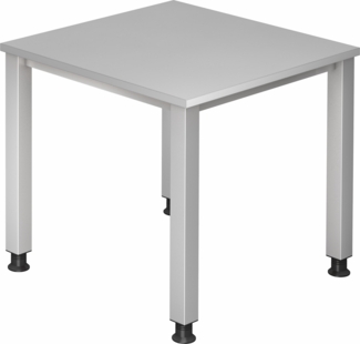 bümö manuell höhenverstellbarer Schreibtisch 80x80 cm in grau - PC Tisch höhenverstellbar & klein, höhenverstellbarer Tisch Büro, kleiner Computertisch verstellbar, Q-Serie, QS-08-5