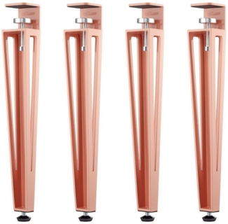 SO-TECH® Tischbein Tischfuß in F-Form konisch zulaufend von 70 auf 40 mm, mit Klemmschraube (ohne Bohren) - rosa - Höhe 464 mm - 4x