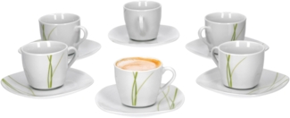 Van Well Bali 6er Set Espressotasse + Untertasse, Espresso-Set, Liniendekor, edles Marken-Porzellan