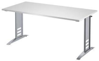 Schreibtisch Tec-Art, 120x80x68-82cm, C-Fuß Gestell, Lichtgrau