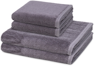 Vossen Vegan Life 4 tlg. Frottier-Set - 2 X Handtuch (50 X 100cm), 2 X Duschtuch (67 X 140cm) - 580 g/m2 - Dunkelgrau