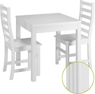 Essecke mit Tisch und 2 Stühle Kiefer Massivholz waschweiß 90.70-50 C W-Set 21