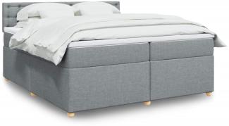 vidaXL Boxspringbett mit Matratze Hellgrau 200x200 cm Stoff 3289101