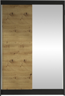 Kleiderschrank Lino I, ohne Beleuchtung, Farbe: Schwarz / Artisan Eiche