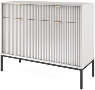 Compleo Kommode schmal, Breite 104 cm Modern Kommode mit 2 Schubladen NANCY, Glamour Flur