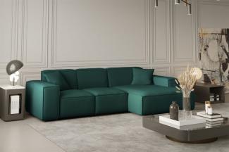 Ecksofa Designersofa CELES in Stoff Opera Velvet Opalgrün Ottomane Rechts