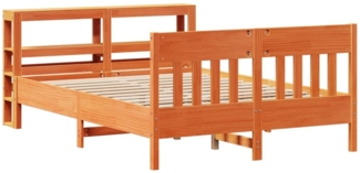 vidaXL Massivholzbett ohne Matratze Wachsbraun 135x190 cm Kiefernholz 3306281