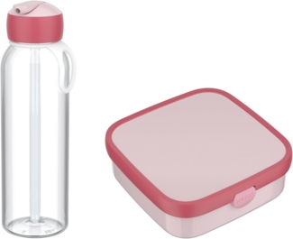 Mepal - Pausenset XL Campus - Set für Kinder mit großer Bento Brotdose und Flip-Up Wasserflasche - Lunch-Set für die Schule oder unterwegs - Spülmaschinenfest - 1300 + 500 ml - Cool Pink