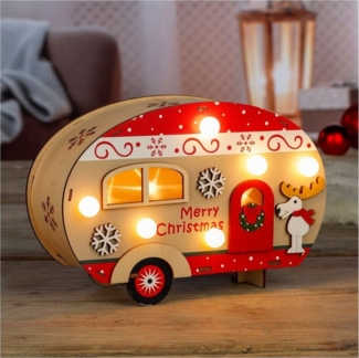 GartenHero LED-Lichterkette Weihnachten Wohnwagen Holz LED Tischleuchte Lichterkette