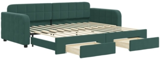 vidaXL Tagesbett Ausziehbar mit Schubladen Dunkelgrün 90x200 cm Samt 3196979