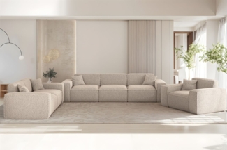 Sofaset Designersofa CELES PREMIUM 3-2-1 in Stoff Sven Cappuccino