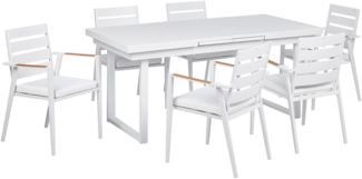 Essgruppe für 6 Personen VALCANETTO TAVIANO Metall 180 240 x 90 x 78 cm Weiß