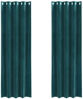 vidaXL Vorhänge mit Vorhängen 2 pcs Dunkelgrün 140 x 225 cm Samt 4107210