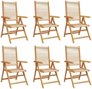 vidaXL Gartenstuhl Verstellbar 6 Stk. Beige Massivholz Akazie 3214536