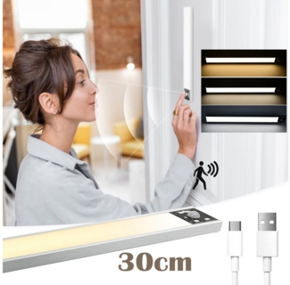 MUPOO LED Lichtleiste LED Nachtlicht LED Unterbauleuchte 78/120/172 LEDs, USB-Betrieben, 30 CM/120 LEDs/326LM, LED fest integriert, Magnetisch,Kabellos, mit bewegungsmelder,Kaltweiß, Warmweiß, Naturweiß
