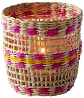 Gift Company Windlicht 10x10x10 cm Boathouse Seegras/Glas natur/pink/gelb