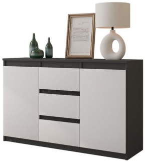 Furnica Kommode MIKEL, 3 Schubladen und 2 Türen - Anthrazit Grau H75cm B120cm T35cm (1 St)