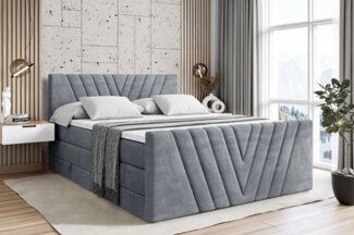 ALTDECOR Boxspringbett ERNINA-Z KING (Multipocket-Matratze H4, H3 Matratze Bonellfederung, Topper, Kopfteil), Doppelbett mit Fußteil