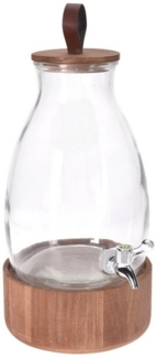 Spetebo Wasserkaraffe Getränkespender aus Glas mit Holz Ständer - 5,5 L, (Packung, 1 tlg), Wasserspender mit Zapfhahn