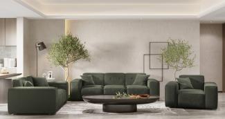 Sofaset Designersofa CESINA 3-2-1 in Stoff Ascot Bukla Winter Moss