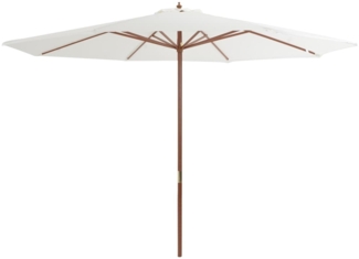 vidaXL Sonnenschirm mit Holzmast 350 cm Sandweiß 44527