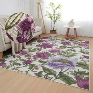 Guido Maria Kretschmer Home&Living Teppich Toulon, rechteckig, Höhe: 4 mm, Blumen Design, Wohnzimmer, Schlafzimmer, Esszimmer, waschbar