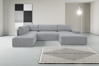 WERK2 Wohnlandschaft Rotterdam-U, U-Form, Design Wohnlandschaft in Cord mit Schlaffunktion & Bettkasten