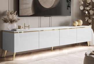 ALLHOUSE24 TV-Schrank NELLY 200 cm Gold Metallbeine LED Beleuchtung verschiedene Farben Breite 200 cm