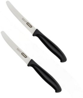 Mulex Bratpfanne TOMALIN 26 cm inklusive 2 Universal Tafelmesser schwarz, Aluguß (Premium Qualität, 3-tlg, Tomalinbeschichtung), inkl. Tafelmesser