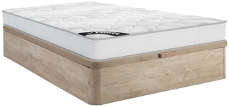 Vente-unique - Set aus Bettgestell mit Bettkasten + Taschenfederkernmatratze - 160 x 200 cm - Stärke 20 cm - Holzfarben hell - SONGE von YSMÉE