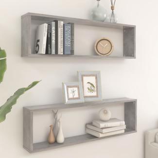 vidaXL Würfelregale 2 Stk. Betongrau 100x15x30 cm Holzwerkstoff 807091