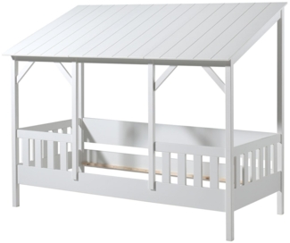 Hausbett Kat 214x105x174 Kinderbett MDF+Massivholz Weiß