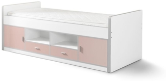 Kojenbett Kalinda 207x98x79 Holzwerkstoff Weiß/Rosa
