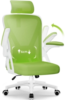 Homimaster Bürostuhl Ergonomischer Bürostuhl, Schreibtischstuhl mit Klappbaren Armlehnen (Bürostuhl mit Verstellbarer Kopfstütze,Armlehnen und Lendenwirbelstütze), Bürostuhl mit Wippfunktion bis 135°, Ergonomisch & Belastbar bis 150kg