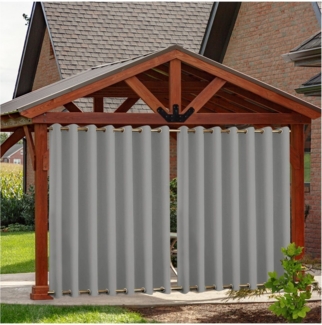 Qelus Gardine Outdoor Vorhang Sichtschutz,Wetterfest Blickdicht Gardinen mit Ösen, (2 St), Vorhänge für Garten Balkon Terrasse Pavillon Veranda