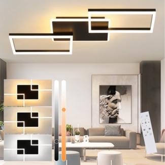 Nettlife LED Deckenleuchte Schlafzimmerlampe mit drei verflochtenen Rahmen, Memory Funktion, LED fest integriert, Warmweiß, Neutralweiß, Kaltweiß, Schlafzimmer Küche Flur Büro