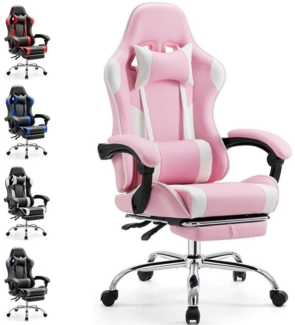 DUMOS Gaming-Stuhl Gaming Stuhl, Ergonomischer Bürostuhl mit Fußstütze, E-Sportstuhl, Gepolstert mit verstellbare Lendenkissen, Kopfkissen und Armlehnen