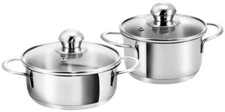 Kopf Topf-Set Parvus, Edelstahl (2-tlg), Kleine Töpfe, 12 + 14 cm, inkl. Deckel, Induktion, Set