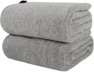 2er Pack KinHwa Mikrofaser Handtuch 50x100cm Grau saugfähiges Bambuskohle