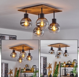 hofstein Deckenleuchte »Caronia« Deckenlampe aus Metall/Glas in Schwarz/Messing/Rauchfarben, ohne Leuchtmittel, E27, Moderne Leuchte