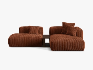 Micadoni Ecksofa Martina 2-Sitzer mit Couchtisch Kord Ziegel Rechts