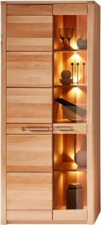Lomadox Vitrine NEWTON-36 Front Kernbuche massiv, LED-Beleuchtung, B/H/T ca. 85/203/40 cm