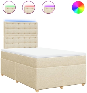 vidaXL Boxspringbett mit Matratze Creme 120x190 cm Stoff 3293538