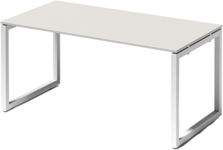 Bisley Cito Schreibtisch 160x80 cm, Tischplatte in grau, O-Gestell in Weiß - Bürotisch & Computertisch, PC Tisch für's Büro, Arbeitshöhe: 74 cm, DOF1608-GW-396