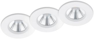 Runder LED Einbaustrahler ZAGROS 3er Set dimmbar in Weiß matt, IP65